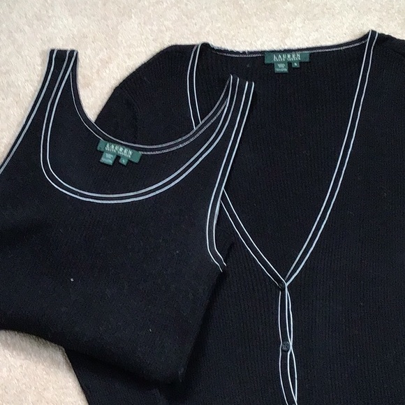 Ralph Lauren Sweaters - Lauren Black 100% cotton V-Neck Sweater